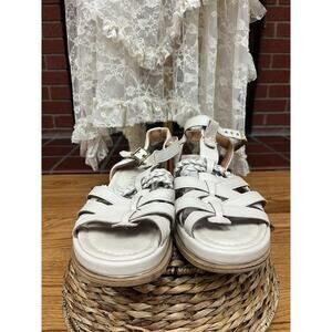 A.S.98 Saul Strappy Leather Sandals Beige Size 10 Free People Women